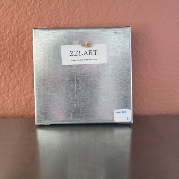 Cactus - Moroccan Zellige Art, Painted Clay Tile With Metal Frame (Small Art) - Picture 3 of 6